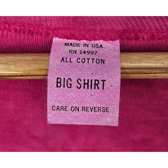 Vtg BIG SHIRT Midi Dress One Size VNeck Pink Short Sleeve 100% Cotton Artsy Boho - Picture 5 of 5